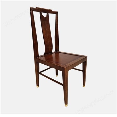 新中式实木餐椅 酒店饭店包厢椅子 舒适靠背实木椅子定制 万千家具