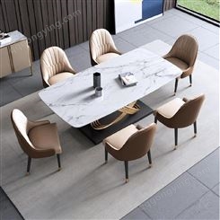 鼎富简约现代北欧轻奢大理石餐桌椅组合定制餐桌DF-289