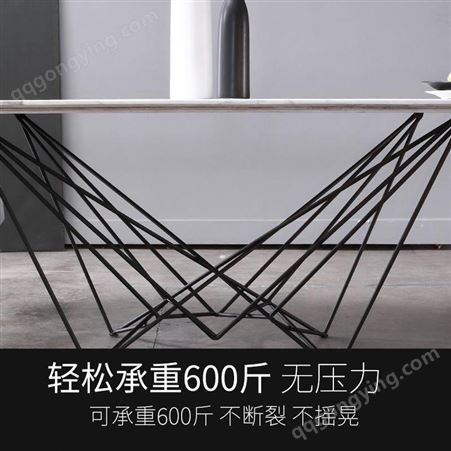 鼎富大理石茶几 样板房客厅铁艺长方形台桌