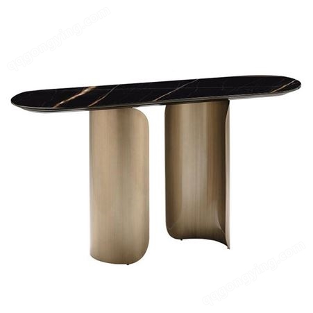 鼎富金属DF605现代风大理石玄关桌柜不锈钢边桌