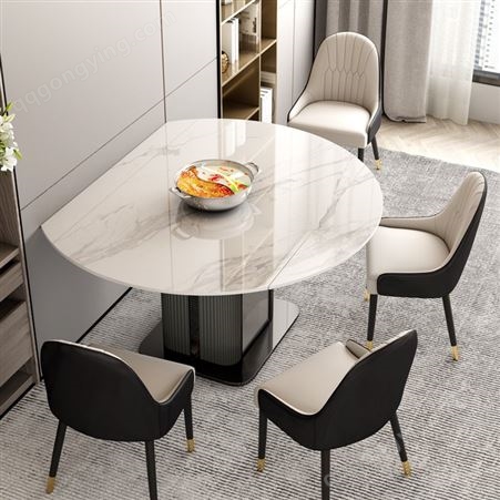 伸缩餐桌可变圆桌家用小户型岩板餐桌椅组合 鼎富DF-0016