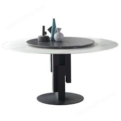 鼎富DF043岩板餐桌椅组合家用客厅小户型意式桌子圆形