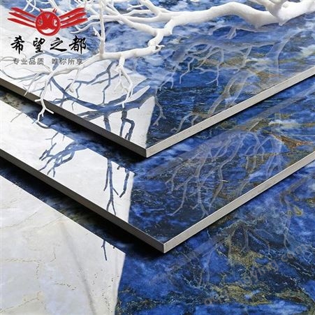 佛山瓷砖 通体大理石客厅瓷砖 深海蓝色防滑地板砖 800*800釉面砖