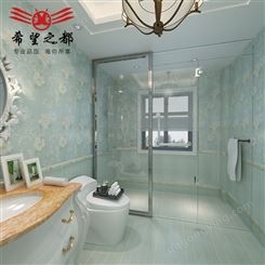 希望之都瓷砖 厨房绿色轻奢风现代洗手间卫生间仿墙纸300x600瓷砖