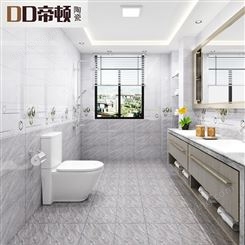 简约现代卫生间瓷砖防滑地砖600x300厨房墙砖浴室灰色砖