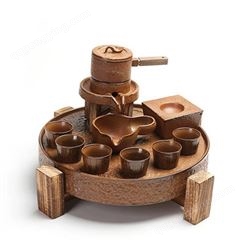 创意石磨茶具套装 创意陶瓷茶壶茶盘 家用半自动懒人泡茶器茶具