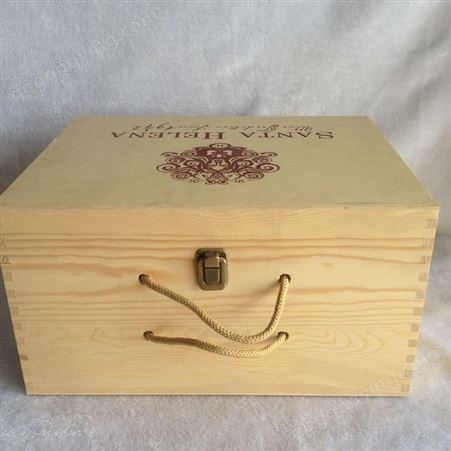 六支装红酒包装木盒 手提6瓶装葡萄酒木质印花礼盒
