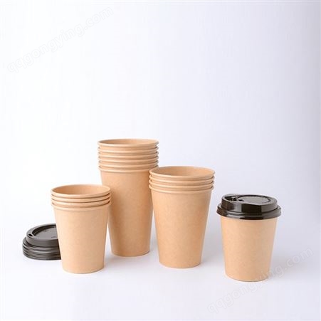 厂家批发  一次性纸杯 刷 带盖豆浆杯子 咖啡杯  牛皮纸杯 可定制