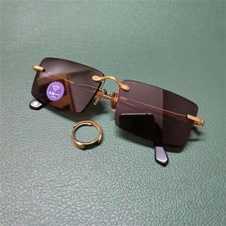 厂家现货 红叶天然水晶眼镜 钻石切边 无框工艺 护目养眼石头墨镜