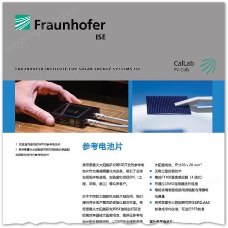 德国 Fraunhofer ISE 太阳能光伏电池 WPVS参考电池