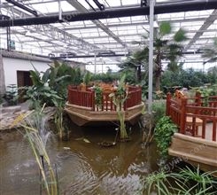 生态餐厅布景 餐厅造景工程施工 室内大堂布置植物 桃花假山布景