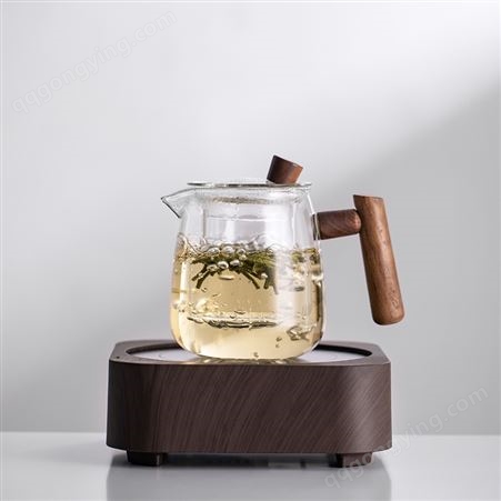 日式木把玻璃泡茶壶单壶茶水分离加厚耐高温可加热煮茶壶茶具套装