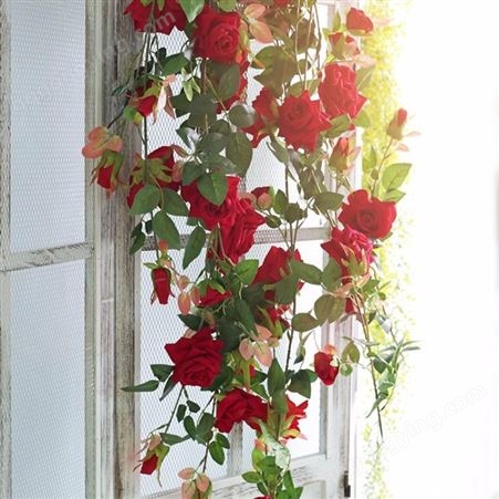 室内花藤 仿真蔷薇玫瑰藤条装饰昆明壁挂植物餐厅吊顶装饰