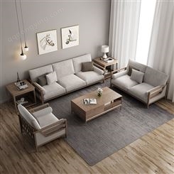 简约沙发三人位 实木沙发家庭组合套装 客厅家具中式 沙发