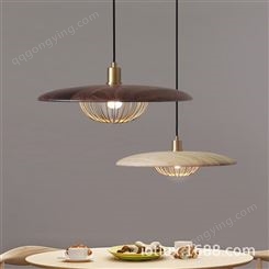 安徽合肥北欧创意吊灯 设计师简约核桃木灯具 餐吊吧台个性铝材吊灯
