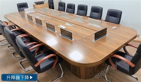 办公家具智能会议大型实木油漆长桌无纸化会议桌系统升降屏显示器JY-HJ-038