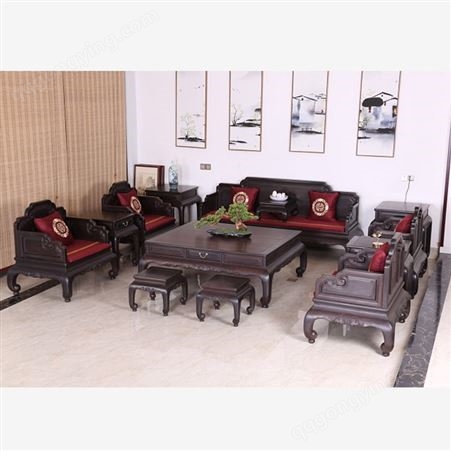 小户型红木家具款式 名琢世家简约格调中式沙发清雅舒适