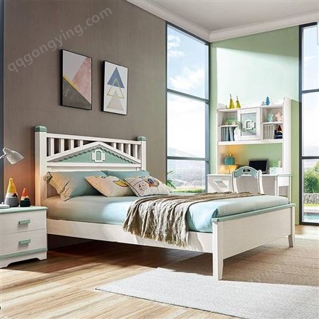 新枫格家用卧室全实木北欧儿童床1.5米单人大床