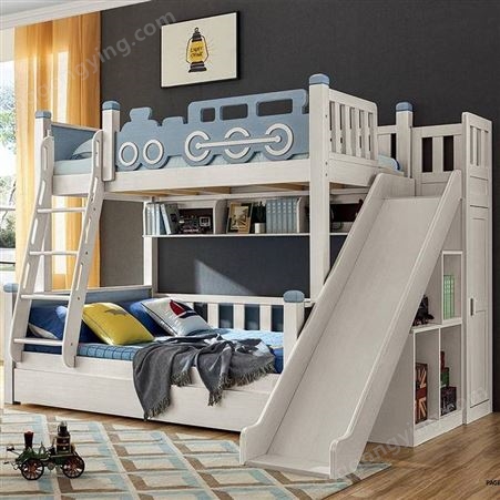 新枫格卧室1.5米儿童上下床北欧简约实木子母床