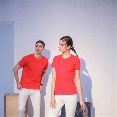 新款广告衫 圆领短袖工服 纯色T恤工作服 短袖圆步T恤 北京定制文化衫